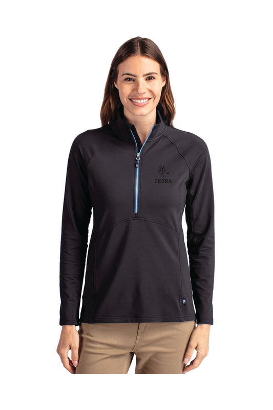Adapt Eco Knit Stretch Recycled Women's Half Zip Pullover (Black/Tour Blue)